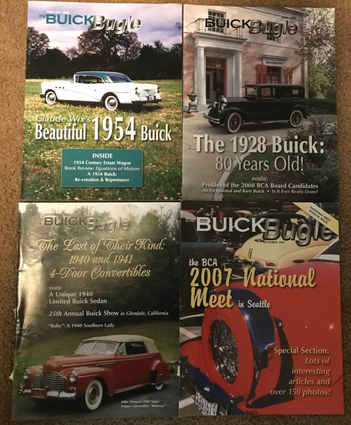 Lot of 4 Buick Bugle Magazines 2007-2008 Includes Seattle 2007 National Meet