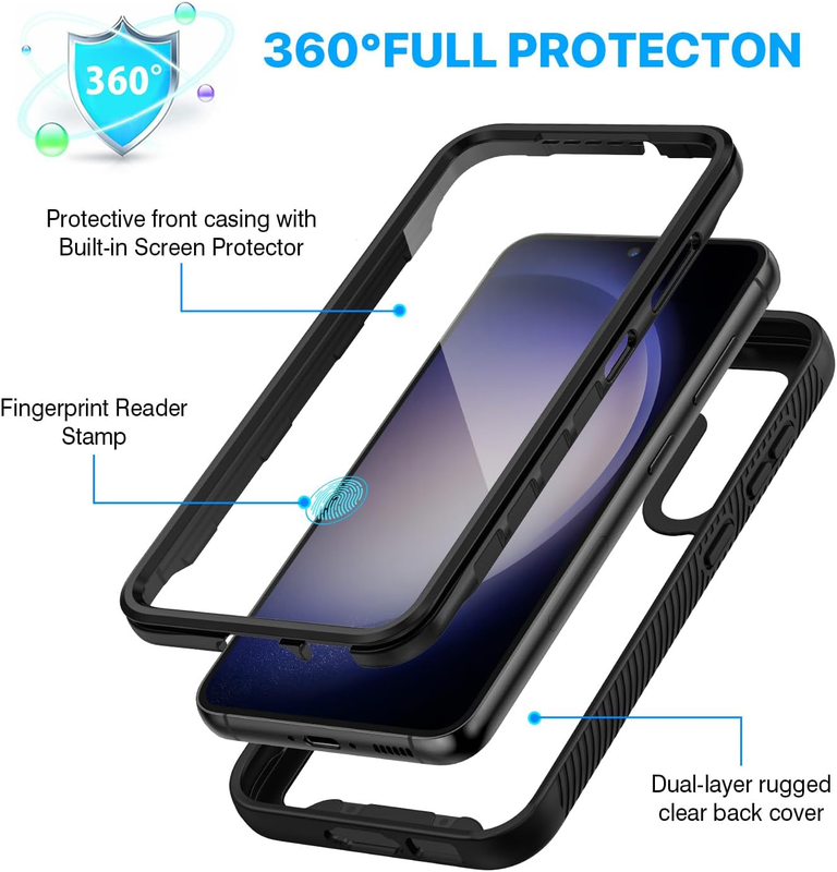 for Samsung Galaxy S23 5G Case, Shockproof Cover with Built-in Screen Protector,
