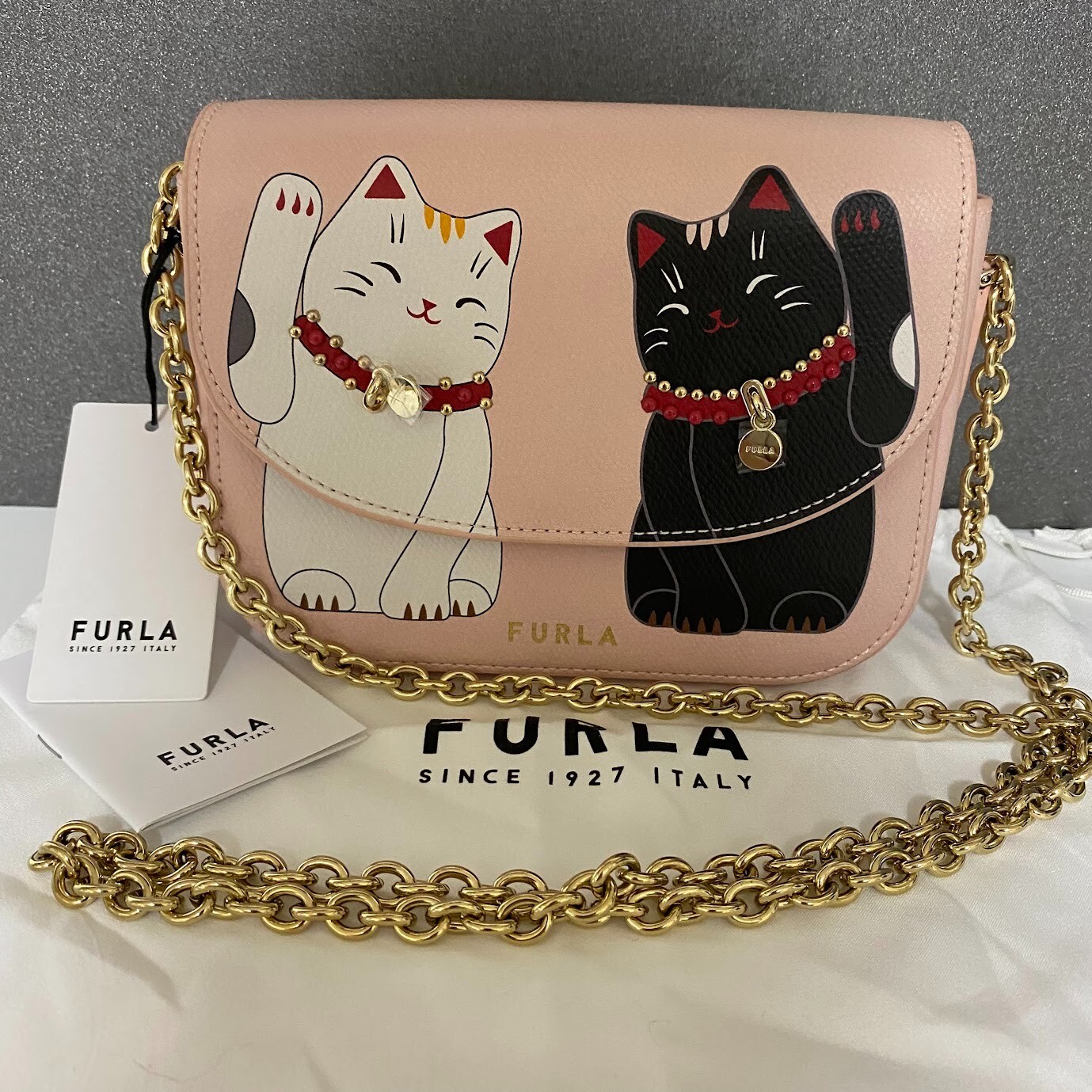 FURLA 猫デザイン レザーバッグ FURLA Little Cats Lucky Cats Manekineko Crossbody Bag