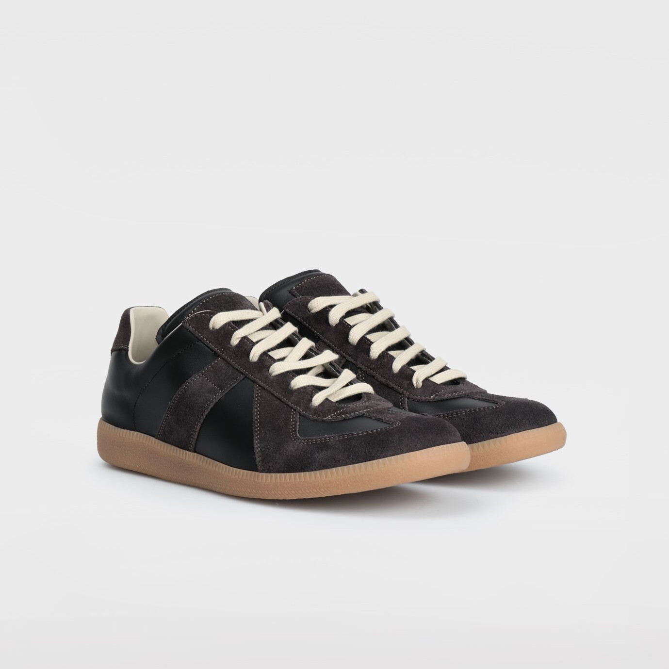 Pre-owned Maison Margiela 435$ Maison Martin Margiela Brown Black Gat Low Top Garry Over Replica Sneakers