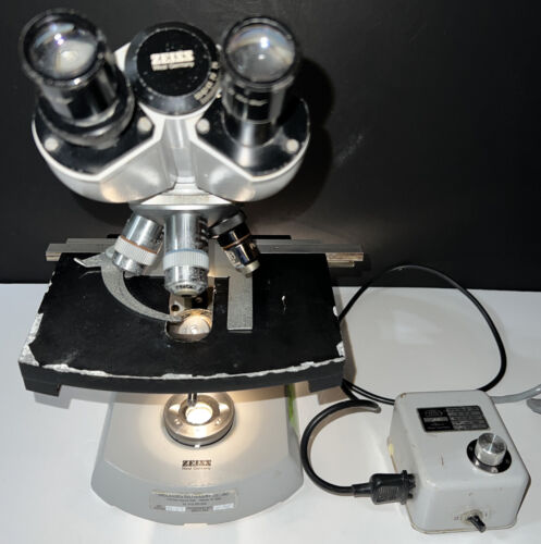 Vintage Carl Zeiss Standard 14 Microscope with 4 Objectives