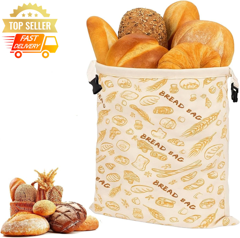 Beeswax Bread Bag 17"x13" - Reusable Cotton for Sourdough & Homemade Bread