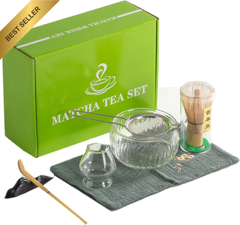 Matcha Whisk Set - 7 Piece Japanese Home Use Glass Transparent Set for Home Do-I