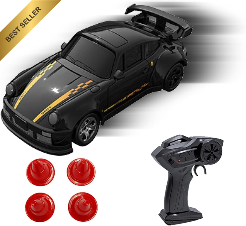 Mini 4WD RC Drift Car 1:64 Racing 2.4G Stepless Speed Lights Black