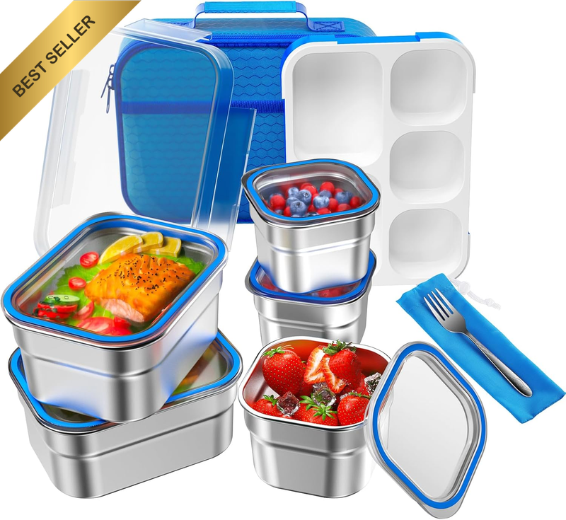 Lunch Box Stainless Steel Bento for Kids Adults Leakproof Bpa-Free with Lunch Ba
