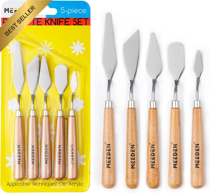 Painting Knife Set, 5 Pcs Stainless Steel Artist Spatula Palette Knives, Oil Pai
