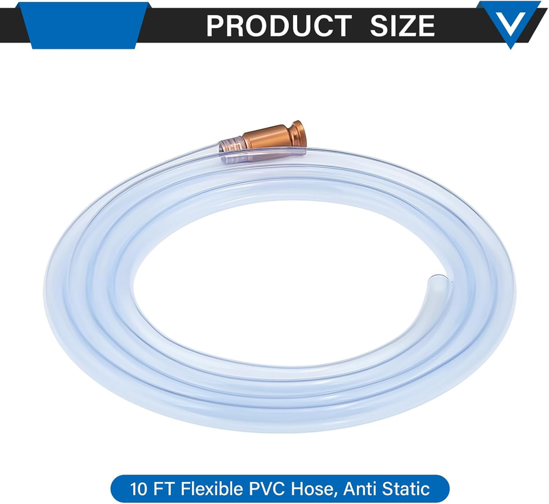 Shaker Siphon Hose for Fuels/Gasoline/Diesel/Water Transfer, 10ft, 2 Pack