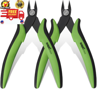 2-Pack Micro Flush Cutters, 5-Inch Precision Wire Cutter, Anti-Slip Side Cutting