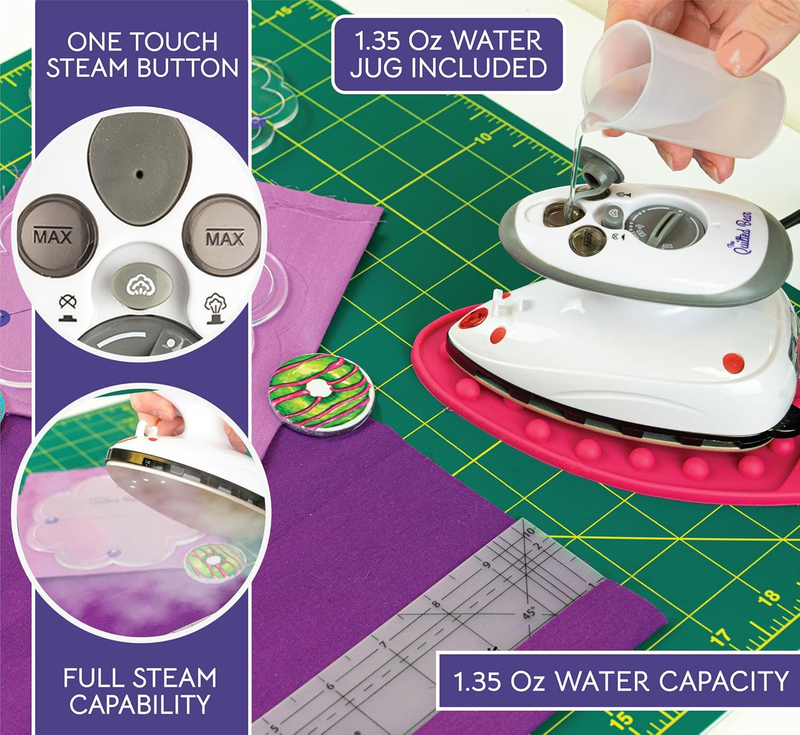 Mini Iron - Lightweight Travel Mini Steam Iron with Ceramic Sole Base Plate & Te