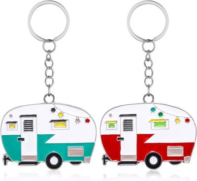 DSLSQD 2 Pieces Camper Keychain, RV Keyring Red+green 