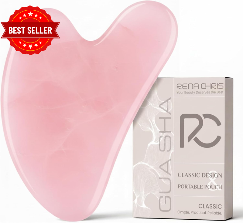 Gua Sha Facial Tools,Natural Rose Quartz Stone for Face Massager,Manual Guasha T