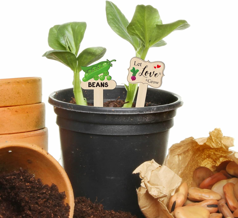 30 Pack Wooden Garden Plant Markers Garden Potted Plants Labels for Vegetable Fl