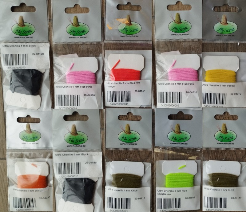 Lot 10 Paquets Fly Scene Ultra Chenille 1mm Peche Mouche Montage Nymphe Montanas