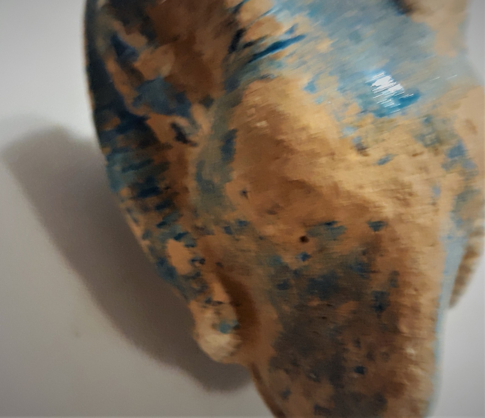 Terra Cotta Blue Faience Glazed Large Ram's Head