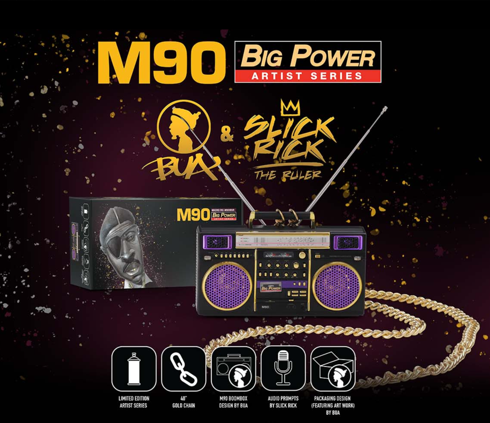 洋楽 PRODUCT OF DETROIT BO-ROCC pro G-RAP M90 Micro 1:6 BUA Slick Rick Boombox Bluetooth Wearable Speaker