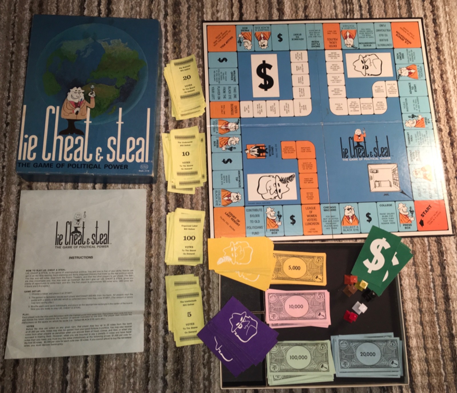 Lie Cheat and Steal Political Board Game 1971 Reiss - / Style # (119) Complete