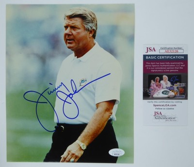 Jimmy Johnson Signed 8x10 Photo Miami Dolphins Head Coach HOF JSA COA