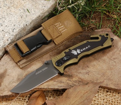 NAVAJA TACTICA RUI ACERO INOX. 440 HOJA 8,8 CM TITANIUM SWAT PAVONADA