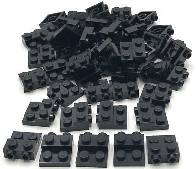 Lego 50 New Black Plates Modified 2 x 2 x 2/3 with 2 Studs on Side Pieces