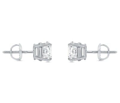 Pre-owned Shine Brite With A Diamond 2.50 Ct Round Real 14k White Gold Sim Diamond Earrings Studs Basket Screw Back In White/colorless