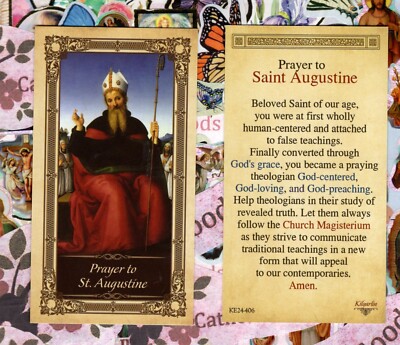 Prayer to Saint Augustine - Glossy Paperstock Holy Card KE24-406