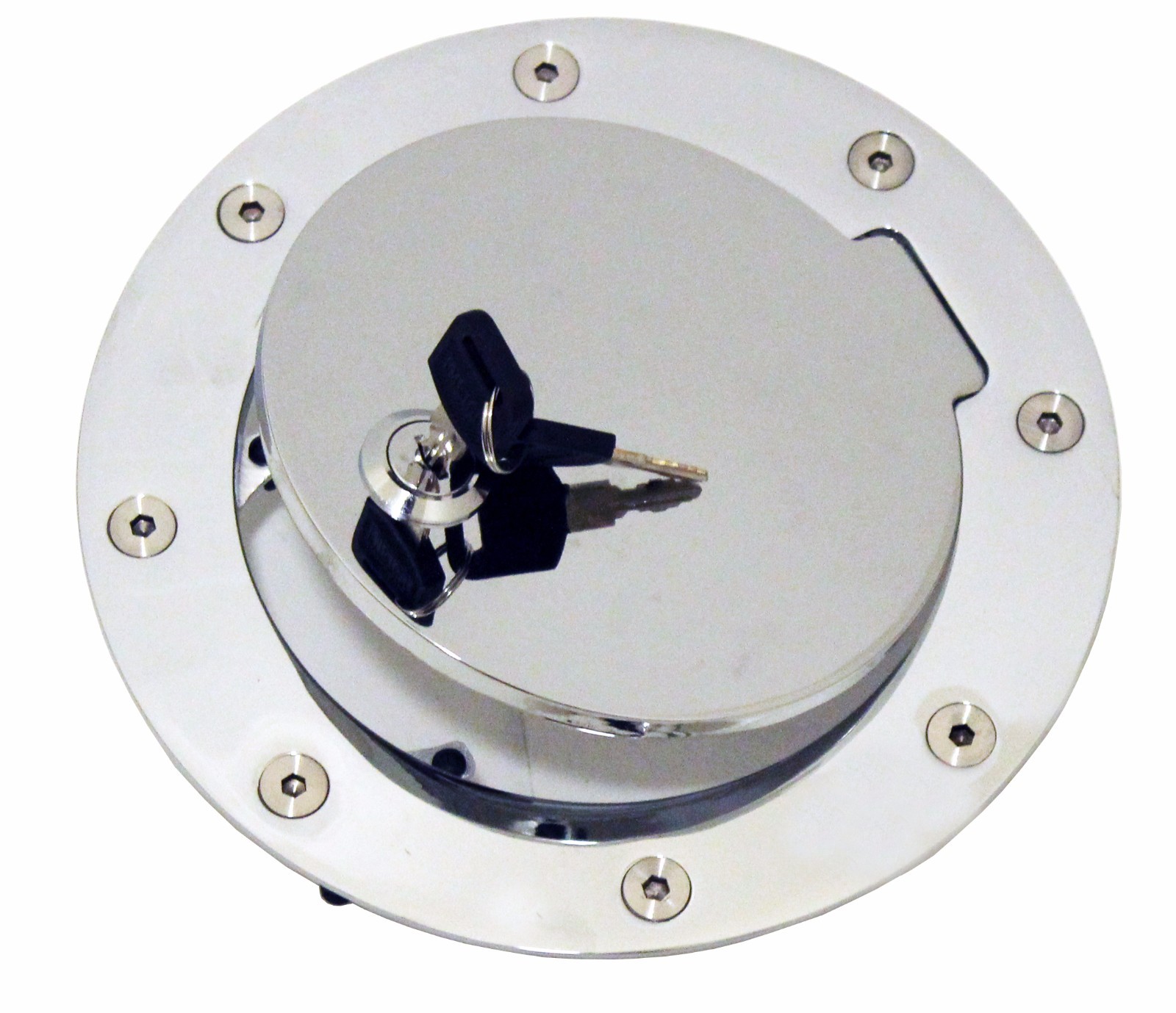 Polished Aluminum Gas Fuel Tank Door Cover Cap & Lock & Key For 9904