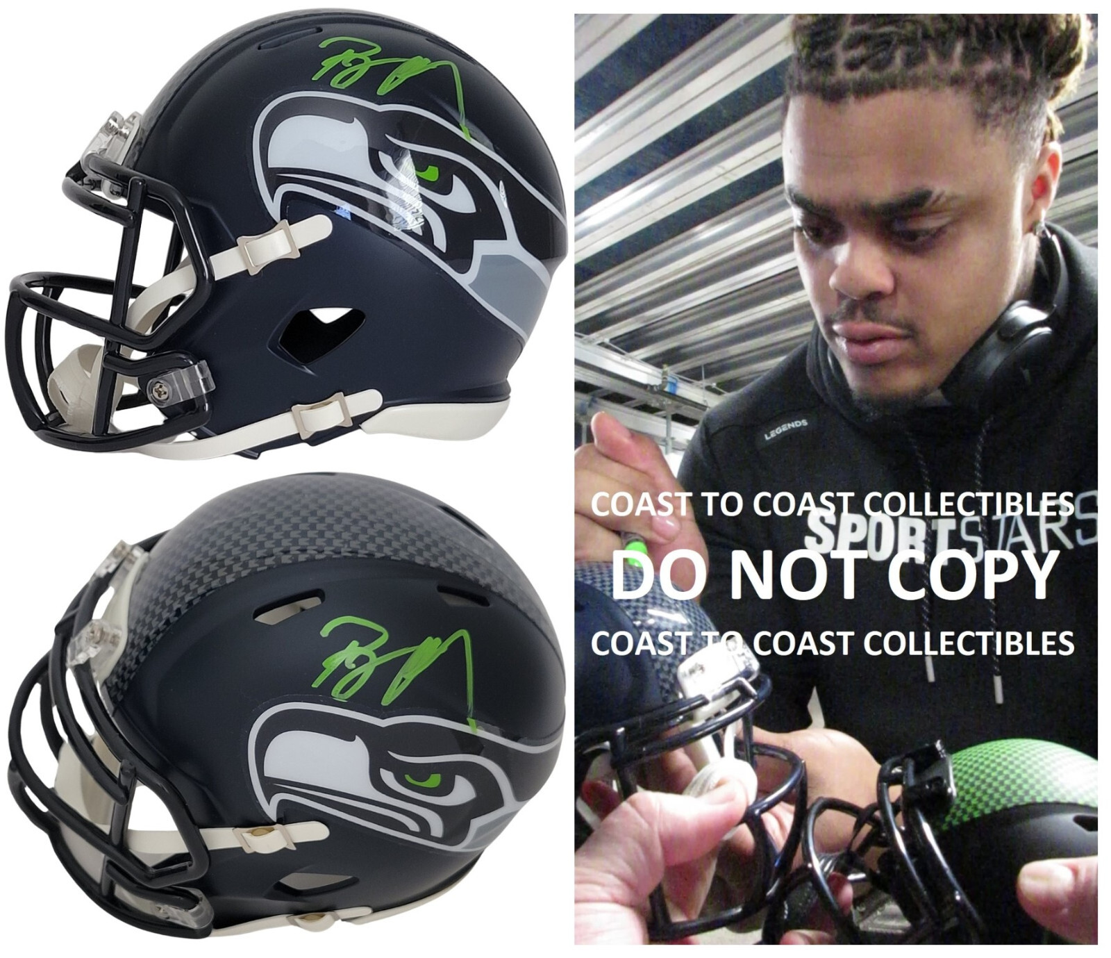 Byron Murphy Signed Seattle Seahawks Mini Football Helmet Proof COA Autographed, Byron Murphy Signed Seattle Seahawks Mini Football Helmet Proof COA Autographed,