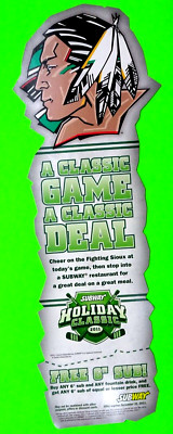 UND Fighting Sioux Hockey Holiday Classic 2011 Subway Cardboard Ad w/RARE  Logo