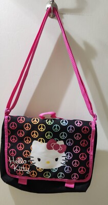 Sanrio Hello Kitty Girl Messenger Bag Shoulder Peace Sign 11x9'' Rare Find