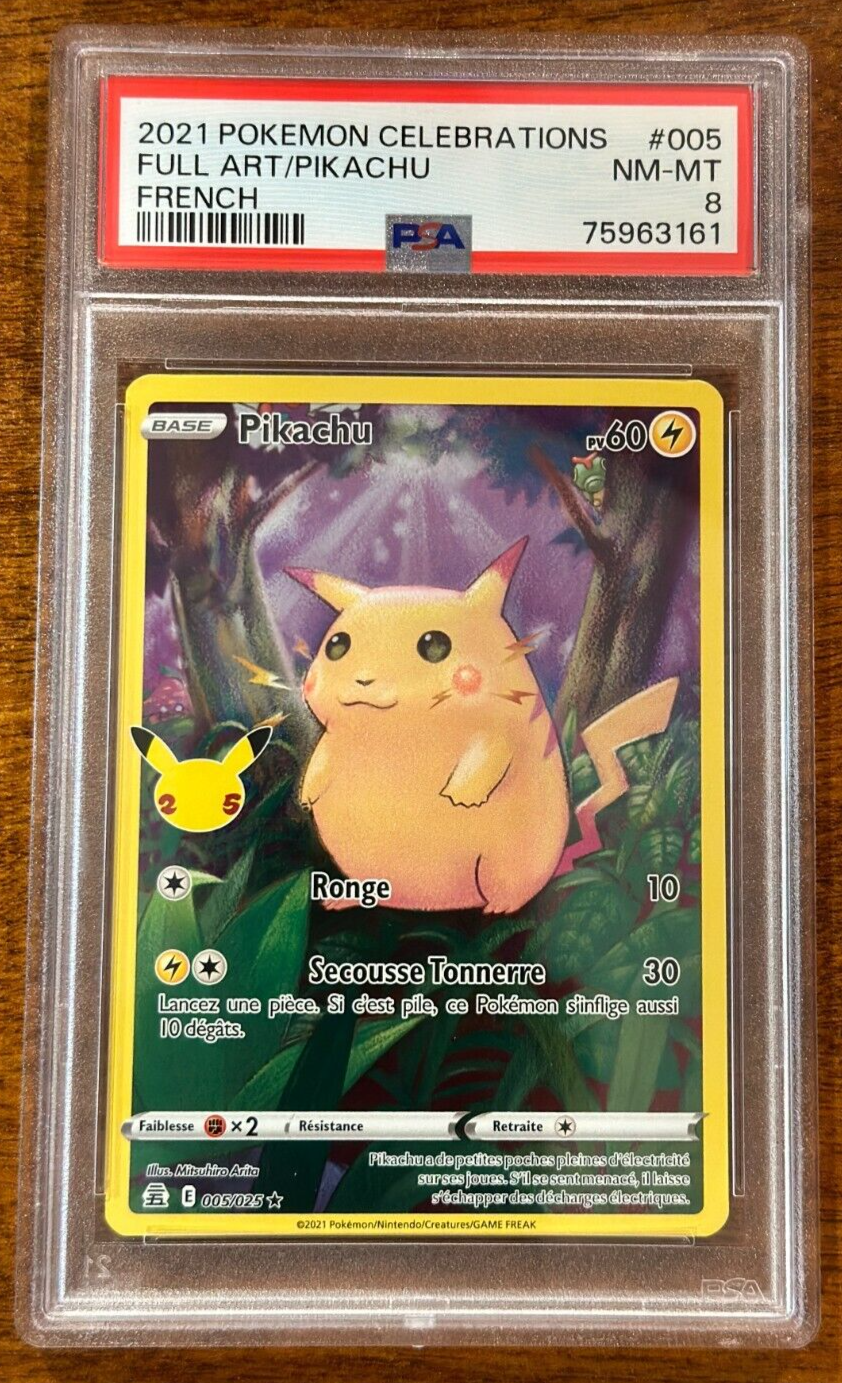 Pokemon Pikachu Celebrations French FA Full Art #005 PSA 8