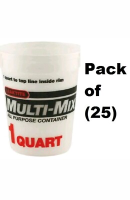 (25) Leaktite 02M3050 1 Quart Mix All Purpose Empty Paint Mixing Containers