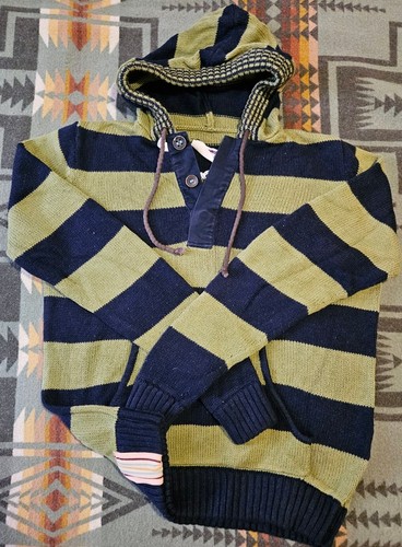 トップス 00s design knit sweater tops Vintage Trovata Rare 2000s Striped Knit Hoodie Sz Small