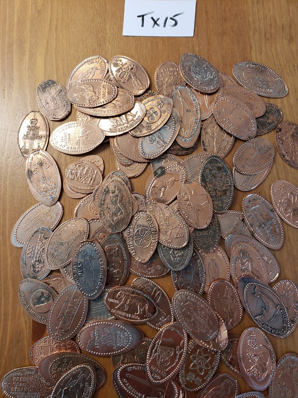100+ Assorted Pressed Elongated Pennies From Texas See Description