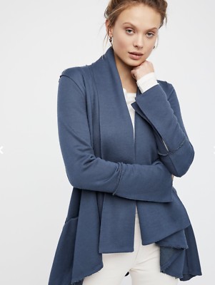 

Куртка Free People Терри Мягкий синий Удобный распашной кардиган с открытой передней частью  НОВИНКА