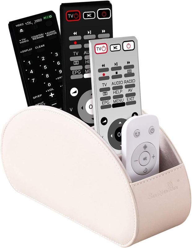 Remote Control Holders Organizer Box with 5 Compartment PU Leather Multi-functio