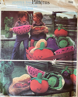 Vtg Vogue 1566 Sewing Pattern plush felt toy fruit vegetable Tomato Peanut UNCUT