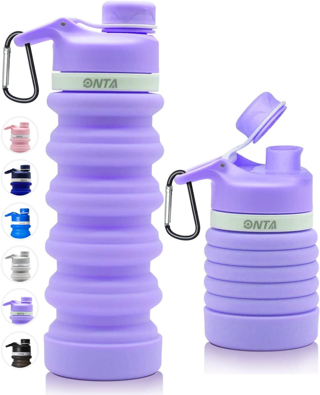 Collapsible Water Bottle BPA Free Silicone Foldable Travel  Portable Leak-Proof