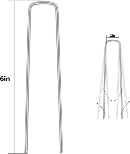 100 PC 6'' 11 Gauge Garden Landscape Staples Galvanized SOD Plant Lawn Stakes US