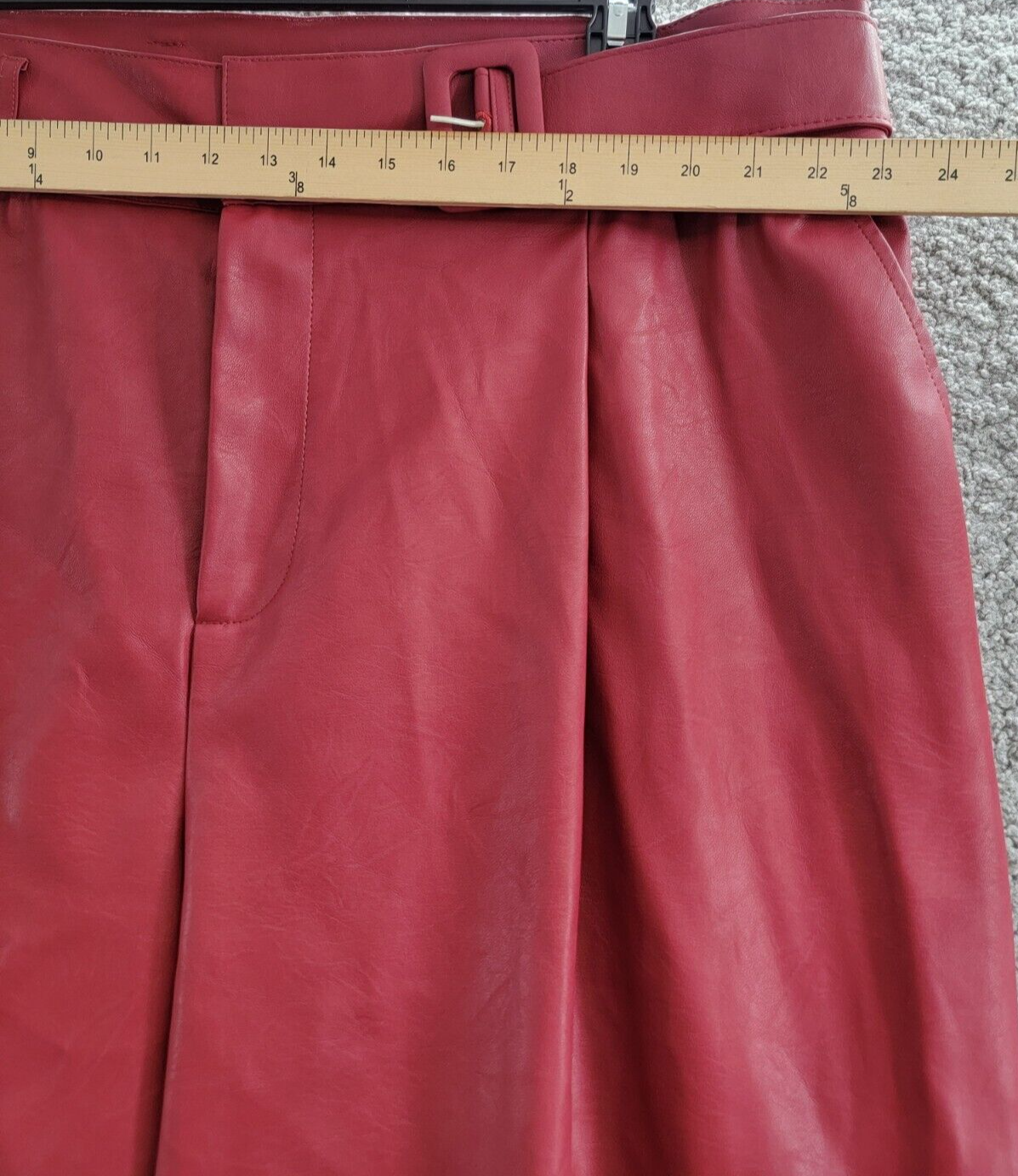 Nina Parker Plus Size Trendy Faux-Leather Wide-Leg Pants Women's 22W Burgundy~ - Picture 5 of 18