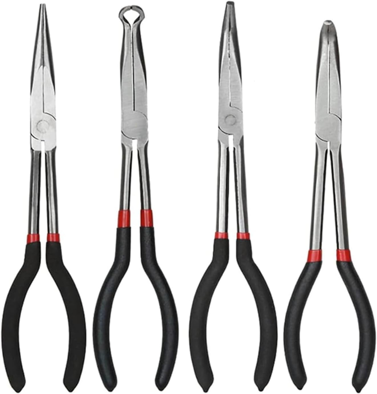 4 Pack 11" Precision Long Nose Pliers Set with Insulated Comfort Grip Handles, W