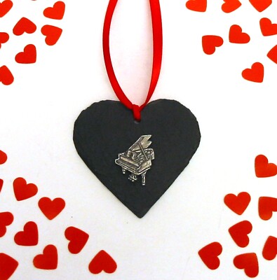 Piano Slate Heart Mum Dad Piano Teacher Musician Music Valentine Christmas Gift