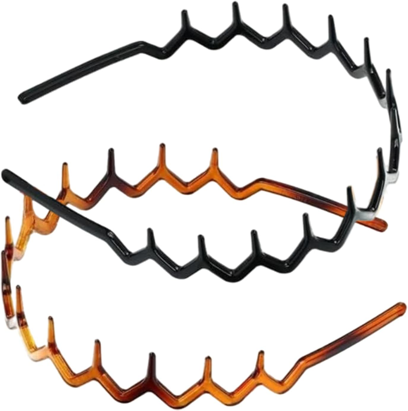 2Pcs Zig Zag Headband Set, Plastic Sharks Tooth Hair Comb, Non - Slip Cute Hair