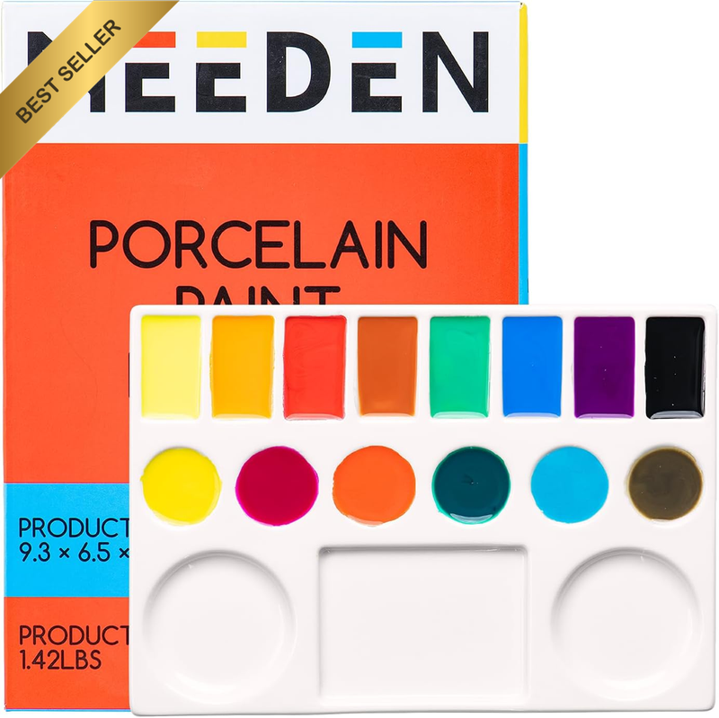 17-Well Empty Watercolor Palette,Ceramic Artist Paint Palette,Paint Tray Mixing
