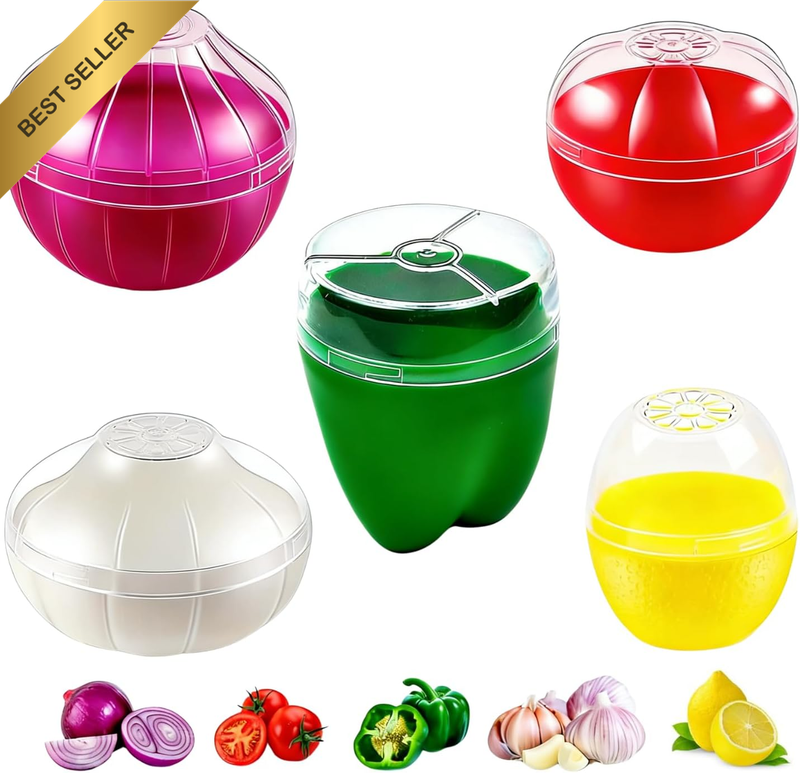 5PCS Fruit & Vegetable Shaped Storage Containers Onion Tomato Lemon Green Pepper