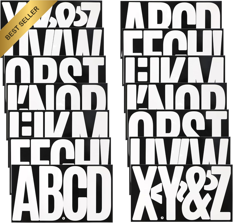 14 Sheets 76Pcs Large White Vinyl Letter Stickers, Waterproof, Self-Adhesive, fo