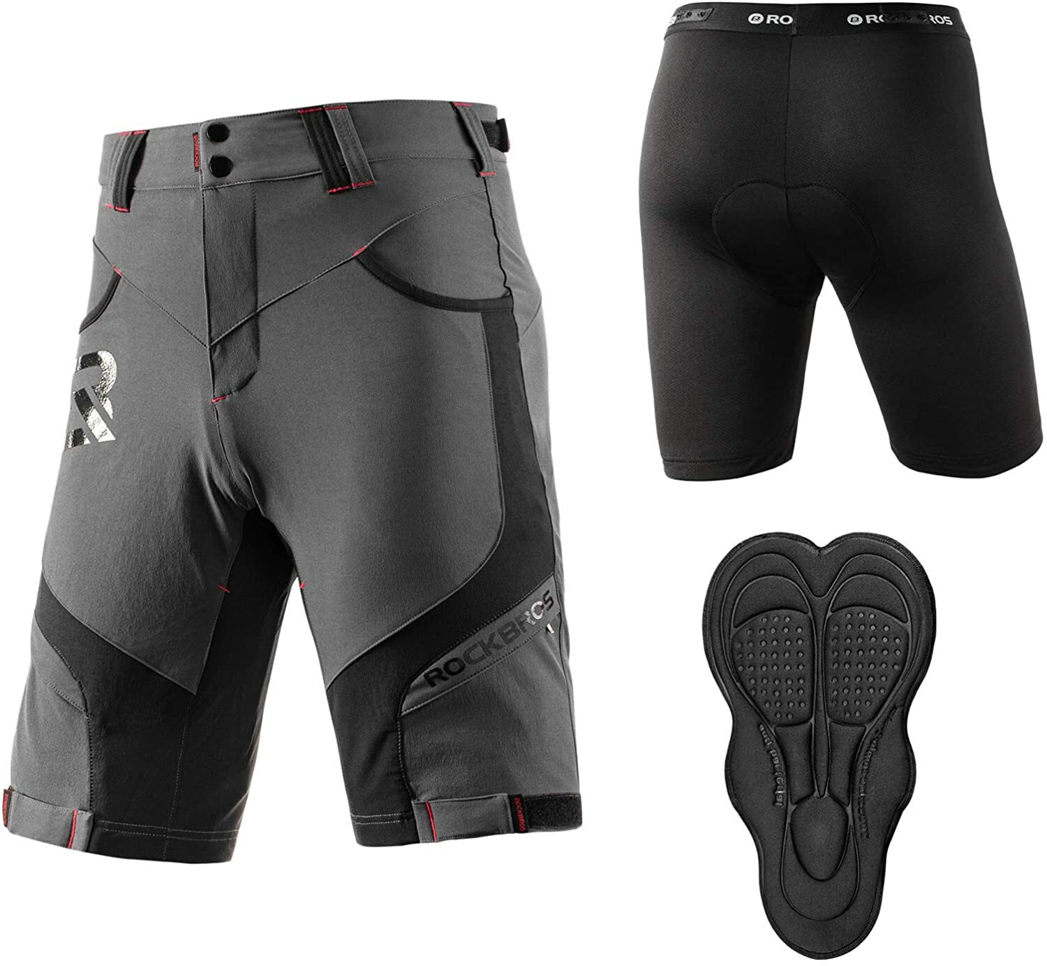 ROCKBROS Fahrradhose Kurz Radhose mit 4D Sitzpolster für Laufen Radsport Outdoor