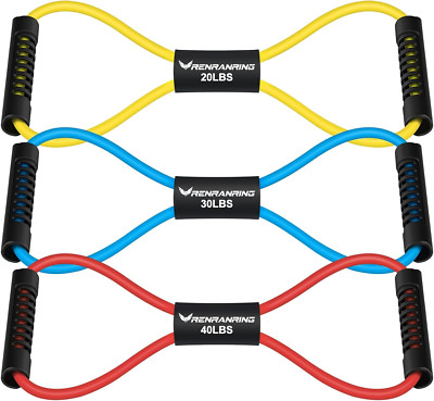 Figure 8 Fitness Resistance Bands with Handles - Exercise Tube Band Set of 3