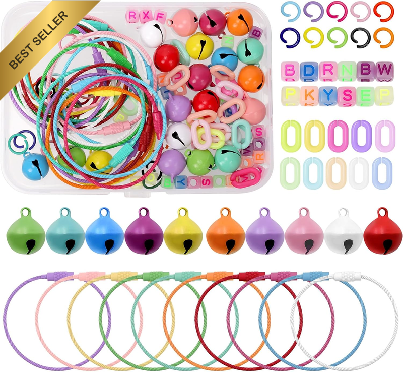 120Pcs Colorful Jewelry Making Kit, Includes 20Pcs Wire Keychain, 20 Pcs Craft B