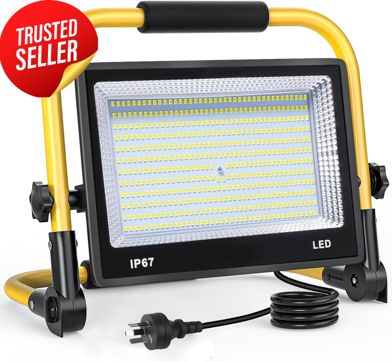 200W LED Work Light 22000LM Portable Flood Light IP67 Waterproof 2m Cord
