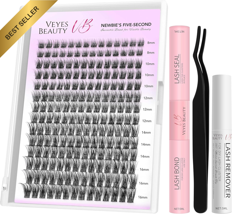 Lash Clusters Kit Individual Eyelash Extensions Thin & Invisible Band DIY False